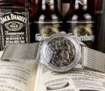 Newest Fake Patek Philippe Skeleton Watches Silver 'Tattoo' Case